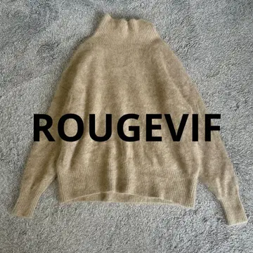 루즈비프 ROUGEVIF 브라운 너구리털 89% 하이넥 니트