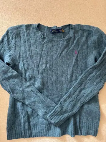 Polo 케이블 짜임 긴팔 니트 스웨터