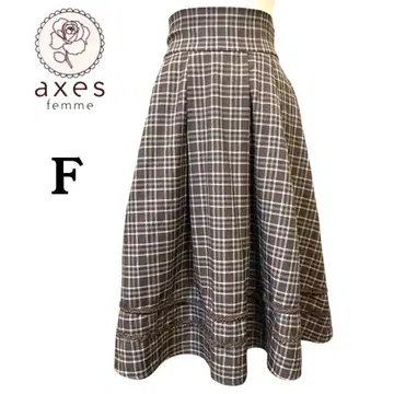 axes femme 플레어 스커트 브라운 계열 체크 무늬 허리밴딩