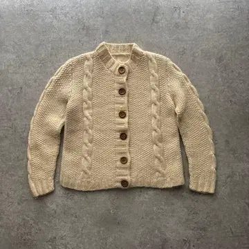 빈티지 니트 가디건 케이블 니트 핸드 니트