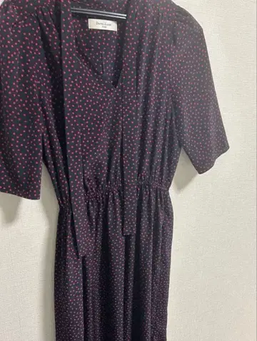 Demi-Luxe 블랙 베이스 빨간색 도트 롱 원피스 M 사이즈