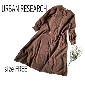 새상품급 URBAN RESEARCH 코듀로이풍 원피스 브라운 내추럴 코디