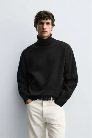ZARA 울 터틀넥 스웨터 니트 L 블랙