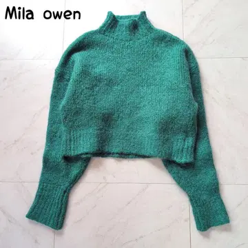 Mila owen 크롭 니트 스웨터 모헤어 하이넥