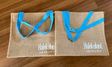 Halekulani 토트백 베이지/파랑 2점 SET