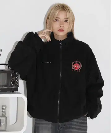 리버서블 드로 코드 스탠드 넥 숏 블루종 트랙 자켓