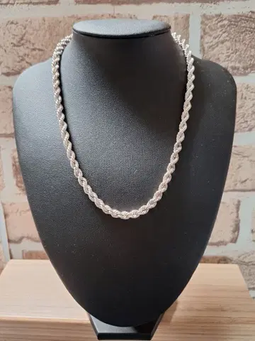 미사용! 실버 925 트위스트 로프 체인 목걸이 40cm 15.4g