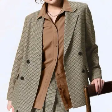 GU 더블 브레스트 체크 자켓