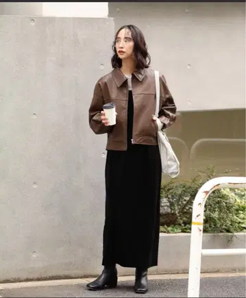 인조 가죽 집업 블루종