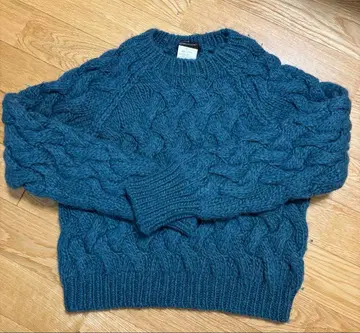 스터링 루어 케이블 짜임 다크 블루 스웨터 F