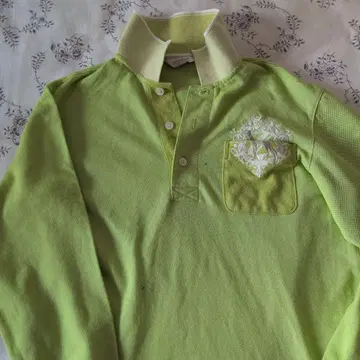 adabat 라임 그린 긴팔 피케 셔츠