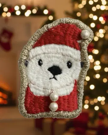 산타 랏코 자수 브로치