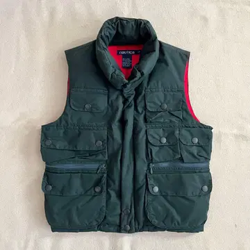 90s nautica 노티카 다운 베스트 그린 소문자 택 S