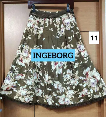 잉게보그 장미 패턴 레이스 턱 스커트 11 다크 브라운