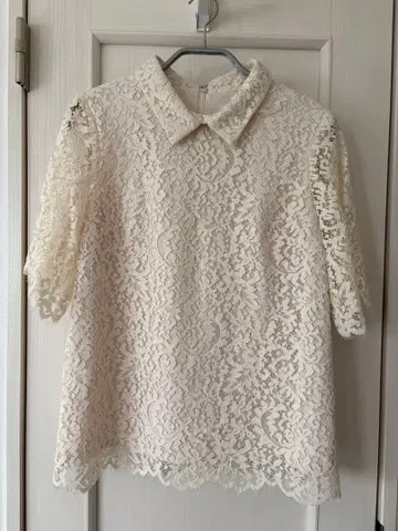 Kaon 아이보리 레이스 반팔 셔츠