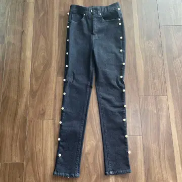 Dress Code 펄 장식 다크 그레이 데님 팬츠