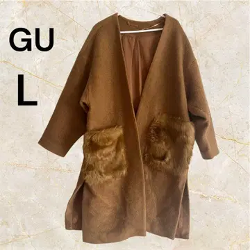 [ 새상품급 ] GU 브라운 L 사이즈 체스터 코트 브라운 브라운 아우터