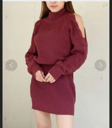 SPIRALGIRL 브라우징 니트 원피스 와인 레드