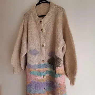 모헤어 풍경 무늬 가디건