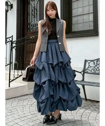 택 포함 새상품 dazzlin 랜덤 턱 벌룬 스커트