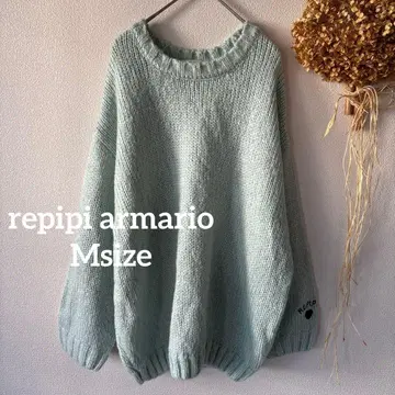 [레피피알마리오] M 니트 스웨터 긴팔 소매 포인트 그린 계열