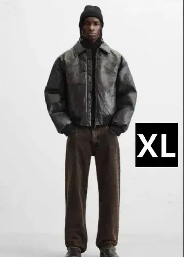 [ 새상품급 ] 자라 인조 가죽 퍼프 자켓 블랙 다운 빅 사이즈