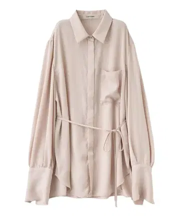 COCODEAL 새틴 타이 포함 셔츠 베이지