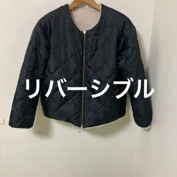 Lugnoncure 블랙 퀼팅과 복슬복슬 베이지 리버서블 사이즈 1