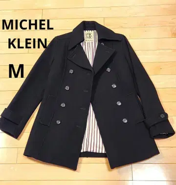 [ MICHEL KLEIN ] 더블 브레스트 피 코트 블랙 M