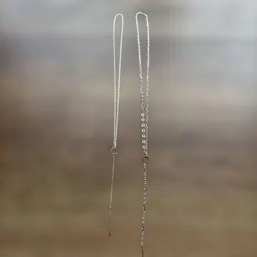 Soierie PARIGOT 콜라보 심플 실버 롱 체인 목걸이