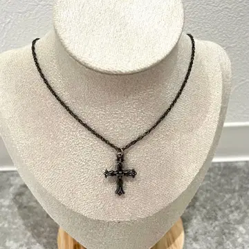 새상품급 크로스 목걸이 장식 로사리오 블랙