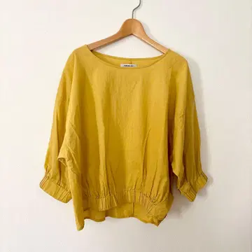 차오패닉 TYPY 오부 소매 숏 기장 상의 머스타드