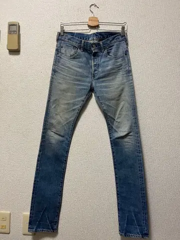 마카웨어 빈티지 가공 셀비치 스키니 데님 /1 스트레치 적미