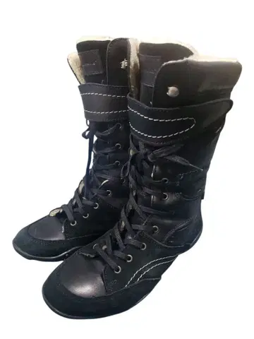 Tamaris 스웨이드 레이스업 부츠 36(23cm) 블랙 사이드 지퍼