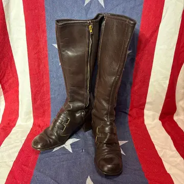 24.0~25.0cm 브라운 롱 부츠 지퍼 포함