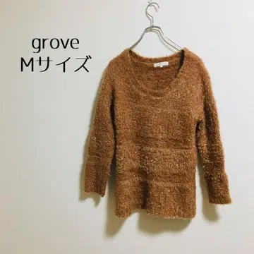 [ glove 그로브 ] 월드 V넥 긴팔 상의 브라운 계열 M 사이즈