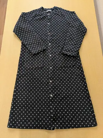 네이비 물방울 패턴 롱 가디건