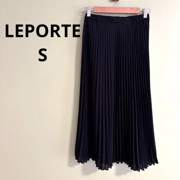 LEPORTE 플리츠 롱 스커트 블랙 S 깔끔 포멀