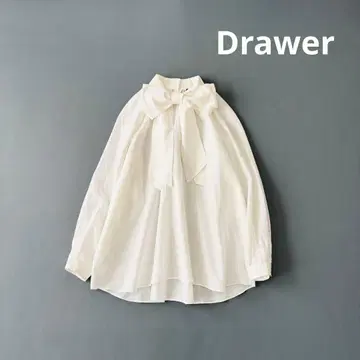 드로어 코튼 실크 보타이 블라우스 36 사이즈