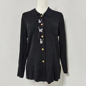 MANUELA 긴팔 니트 가디건 [ F ] 고양이 블라우스 블랙