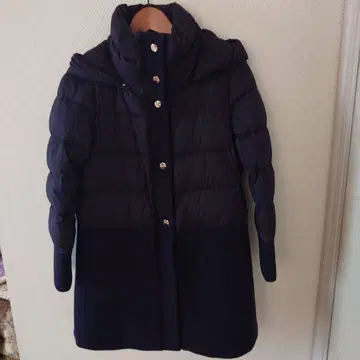 헬로 울 절개 A 라인 후드 부착 다운 자켓