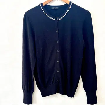 INDIVI 비즈 펄 장식 블랙 가디건