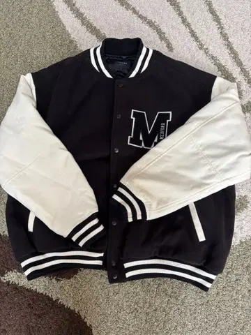 BEAMS 바시티 자켓 블랙/화이트 L