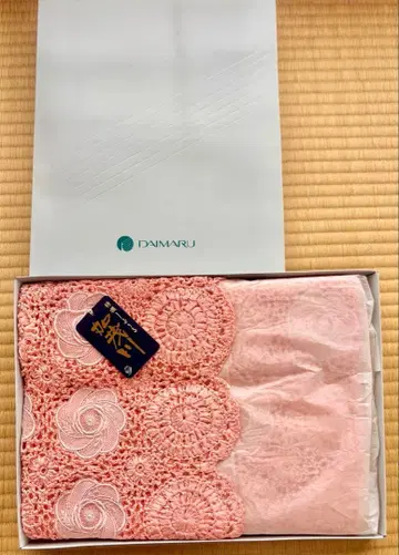 핑크 꽃무늬 레이스 기모노 숄 박스형