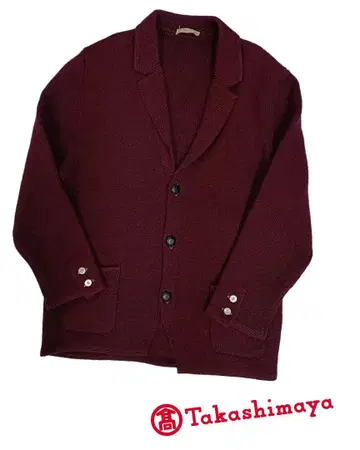 [takashimaya] 버건디 니트 테일러드 자켓 L 사이즈 j8