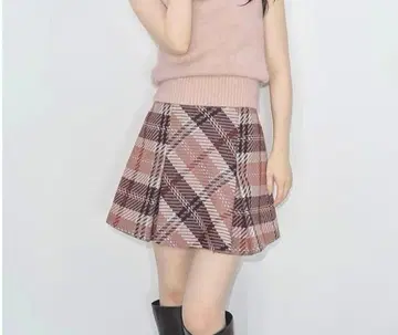 [ SNIDEL ] 로빙 체크 미니 스커트 PINK 1