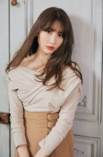 Asymmetric Cotton-blend Jersey Top 베이지