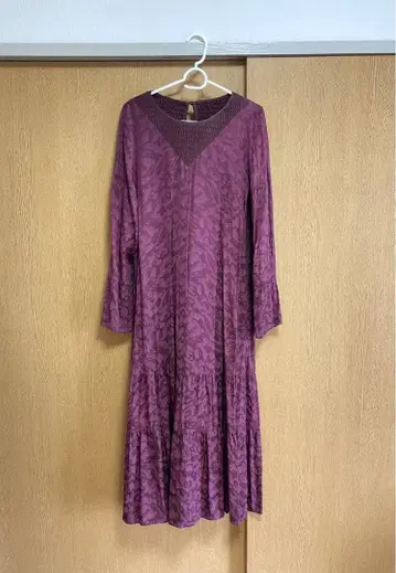 Ray BEAMS 퍼플 롱 원피스 긴팔