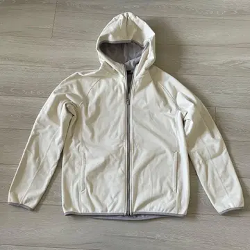 화이트 플리스 후드 부착 자켓 S