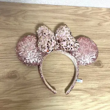 미니 귀 머리띠 핑크 스팽글